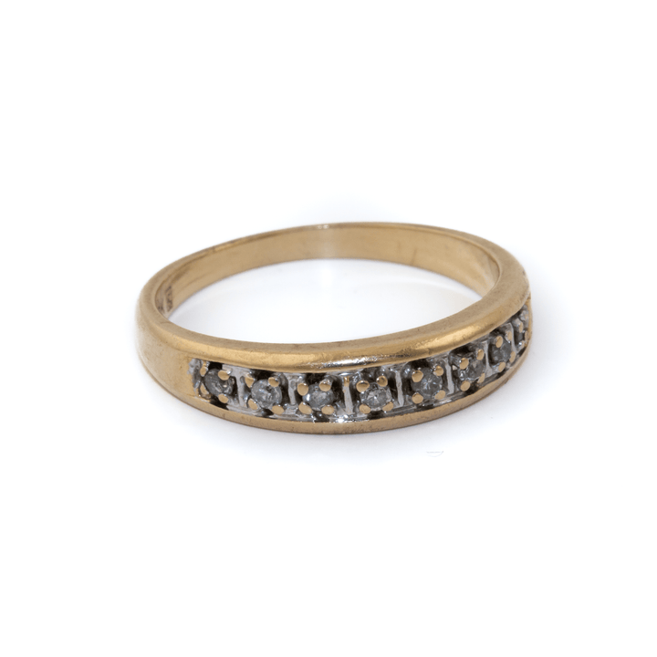Two - Tone 10k Gold x Antique Channel - Set Diamond Band - Kingdom Jewelry