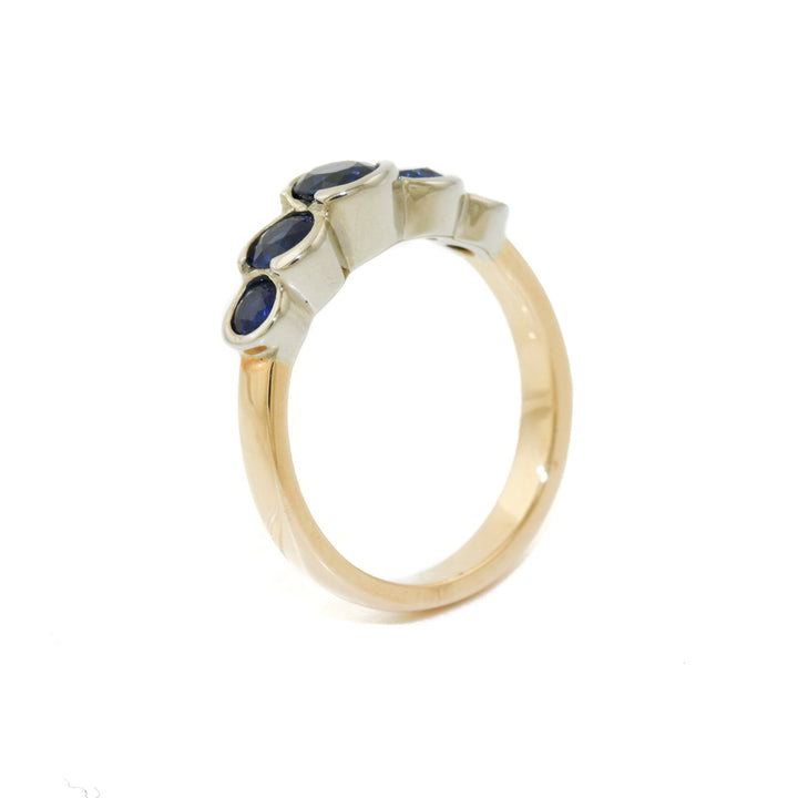 Two - Tone 14k Gold x 5mm Sapphire Quintet Band - Kingdom Jewelry