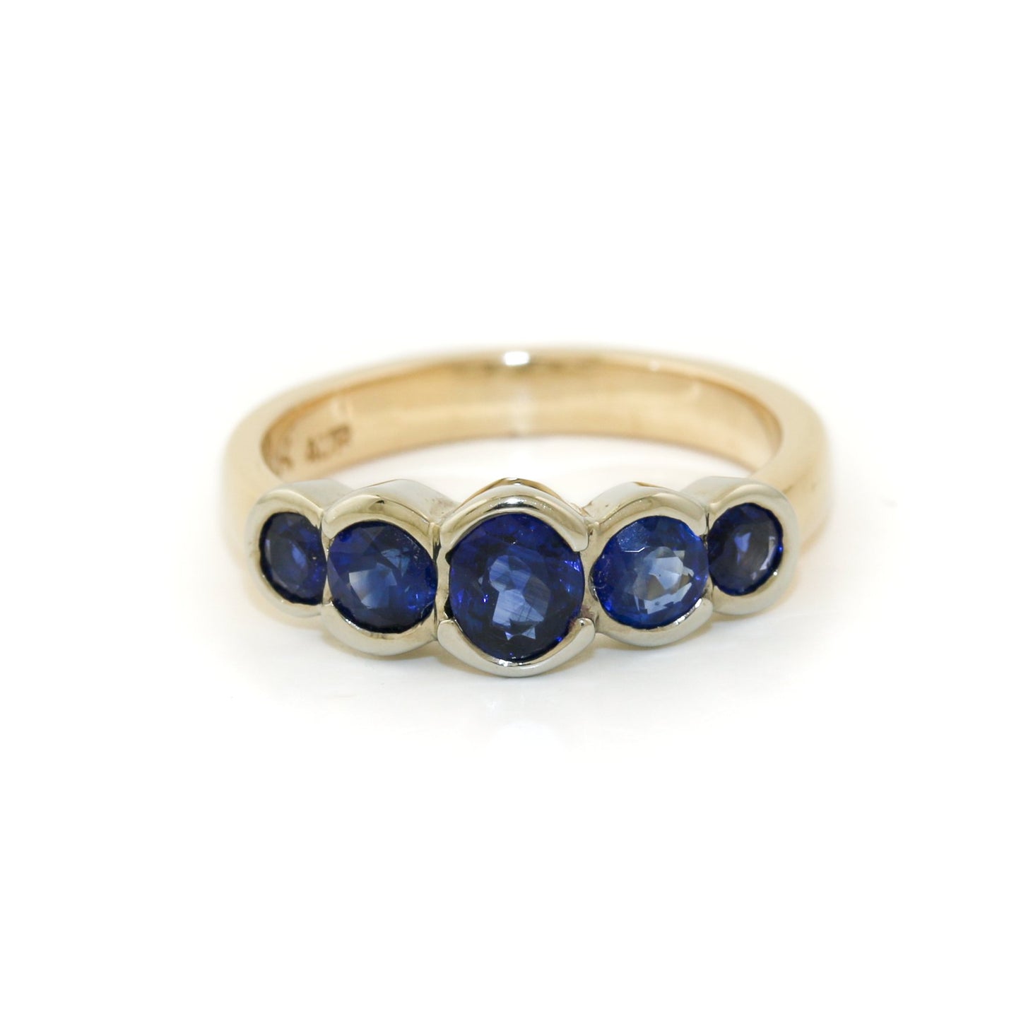 Two - Tone 14k Gold x 5mm Sapphire Quintet Band - Kingdom Jewelry