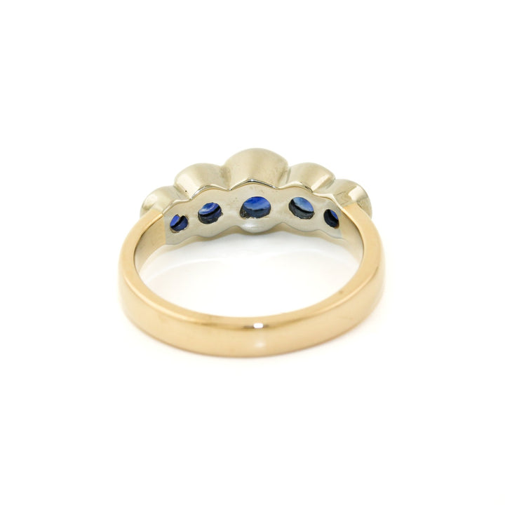 Two - Tone 14k Gold x 5mm Sapphire Quintet Band - Kingdom Jewelry