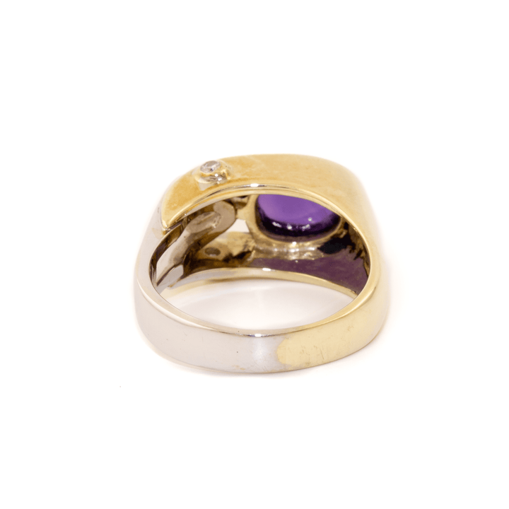 Two - Tone 14k Gold x Abstract Amethyst & Diamond Cocktail Ring - Kingdom Jewelry