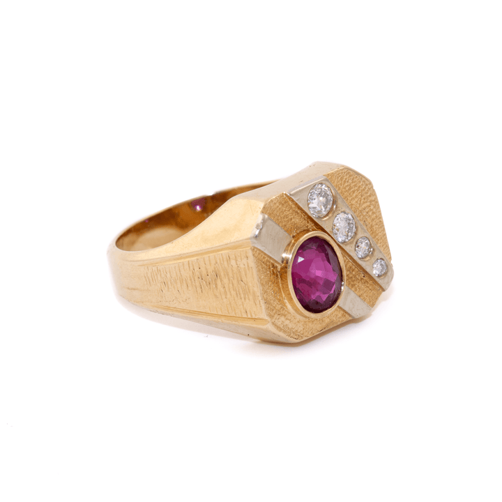 Two - Tone 14k Gold x Estate Ruby & Diamond Ring - Kingdom Jewelry