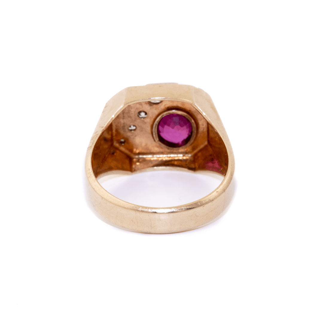 Two - Tone 14k Gold x Estate Ruby & Diamond Ring - Kingdom Jewelry