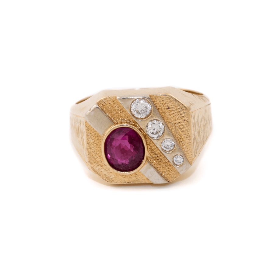 Two - Tone 14k Gold x Estate Ruby & Diamond Ring - Kingdom Jewelry