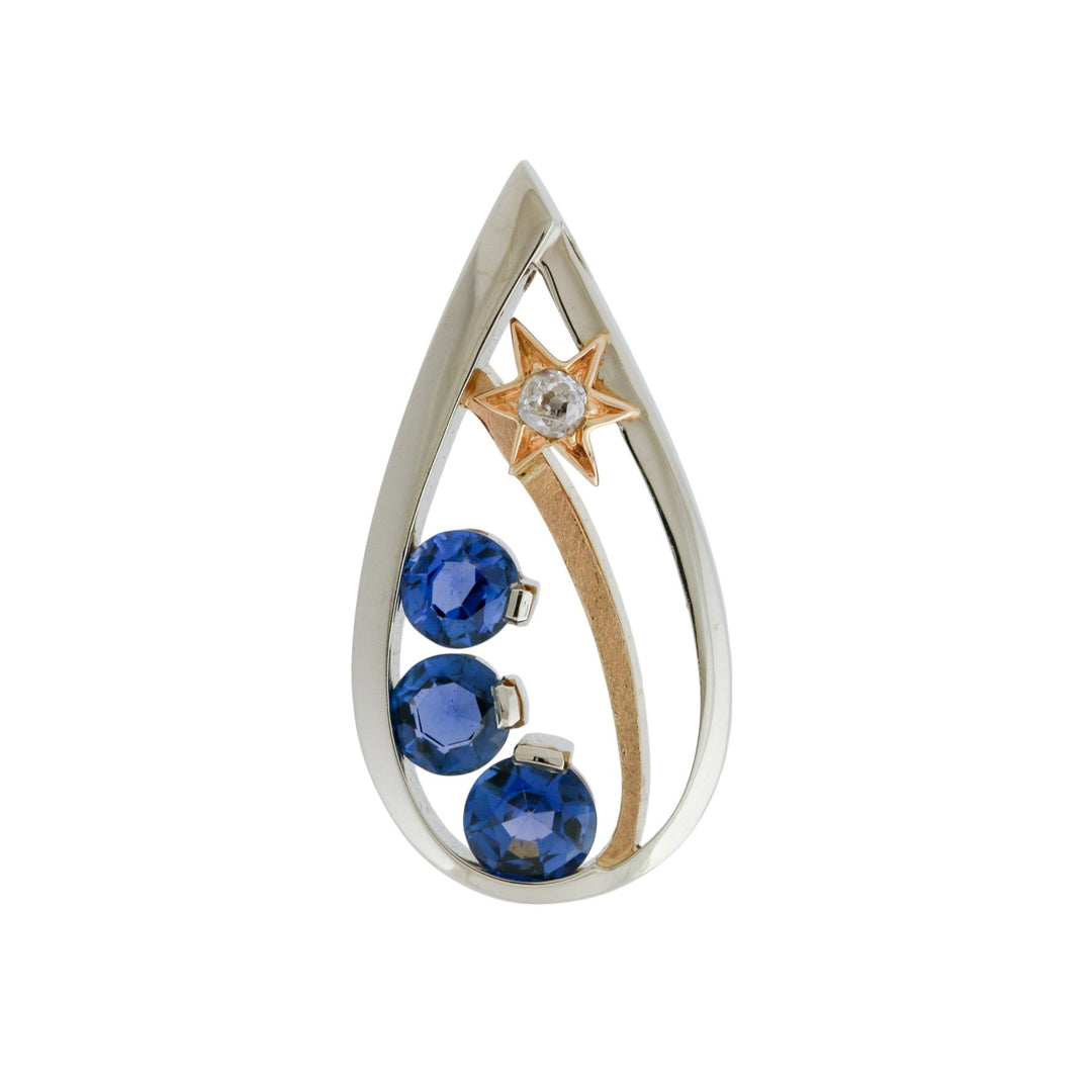 Two - Tone 14k Gold x Sapphire & Diamond "Shooting Star" Pendant - Kingdom Jewelry