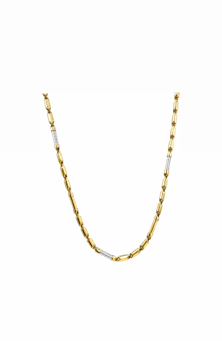 Two-Tone 14k Gold x Vintage 5mm Hayseed Link Chain Necklace - 26" - Kingdom Jewelry