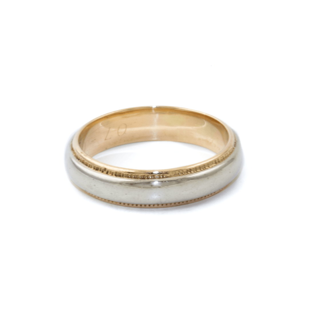 Two - Tone 14k Gold x Vintage 5mm Milgrain - Edge Band - Kingdom Jewelry