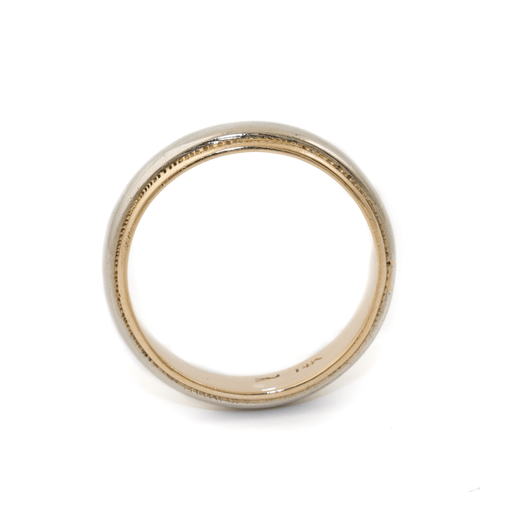 Two - Tone 14k Gold x Vintage 5mm Milgrain - Edge Band - Kingdom Jewelry