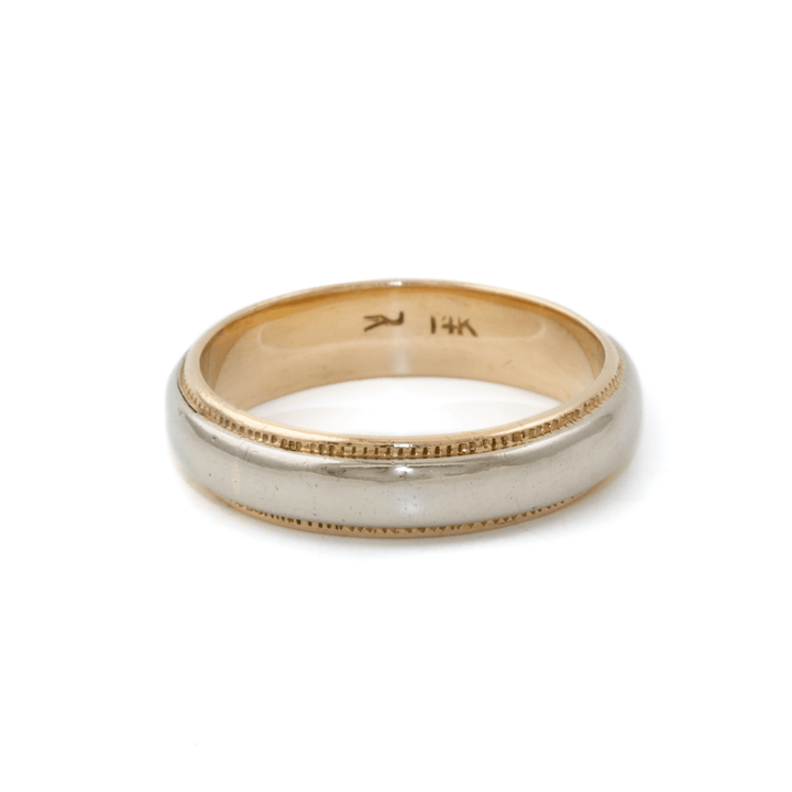 Two - Tone 14k Gold x Vintage 5mm Milgrain - Edge Band - Kingdom Jewelry
