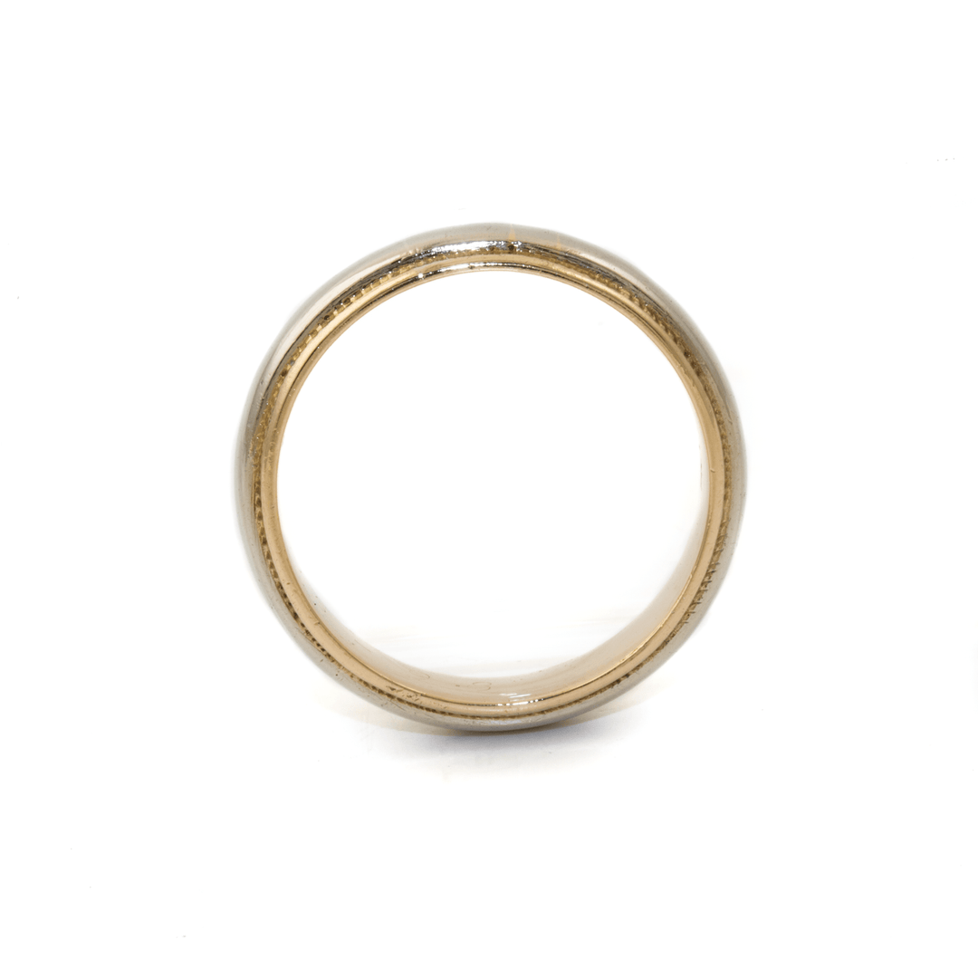 Two - Tone 14k Gold x Vintage 5mm Milgrain - Edge Band - Kingdom Jewelry
