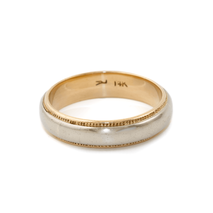 Two - Tone 14k Gold x Vintage 5mm Milgrain - Edge Band - Kingdom Jewelry