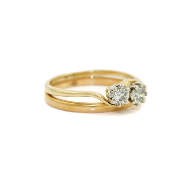 
                      
                        Two-Tone 18k Gold Twin Diamond Ring - Kingdom Jewelry
                      
                    