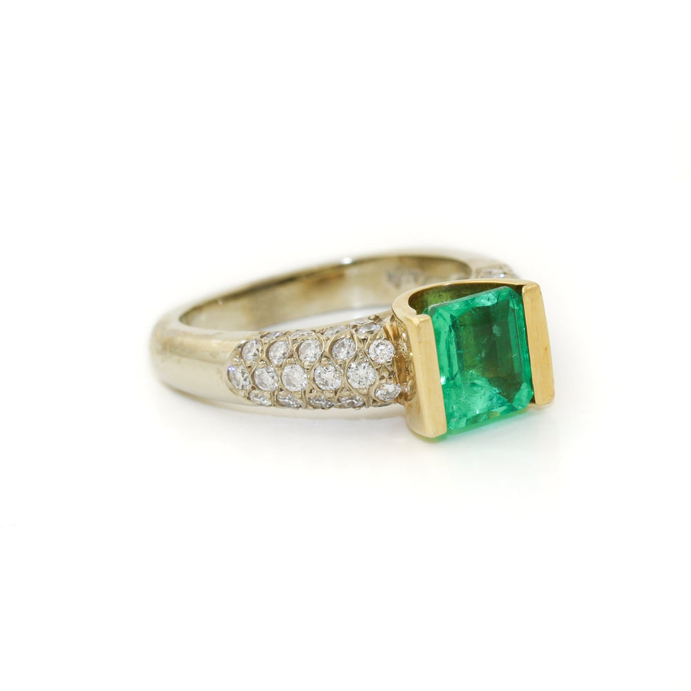 
                  
                    Two - Tone 18k x 1.78 ct Princess - Cut Emerald & Diamond Cluster Engagement - Kingdom Jewelry
                  
                