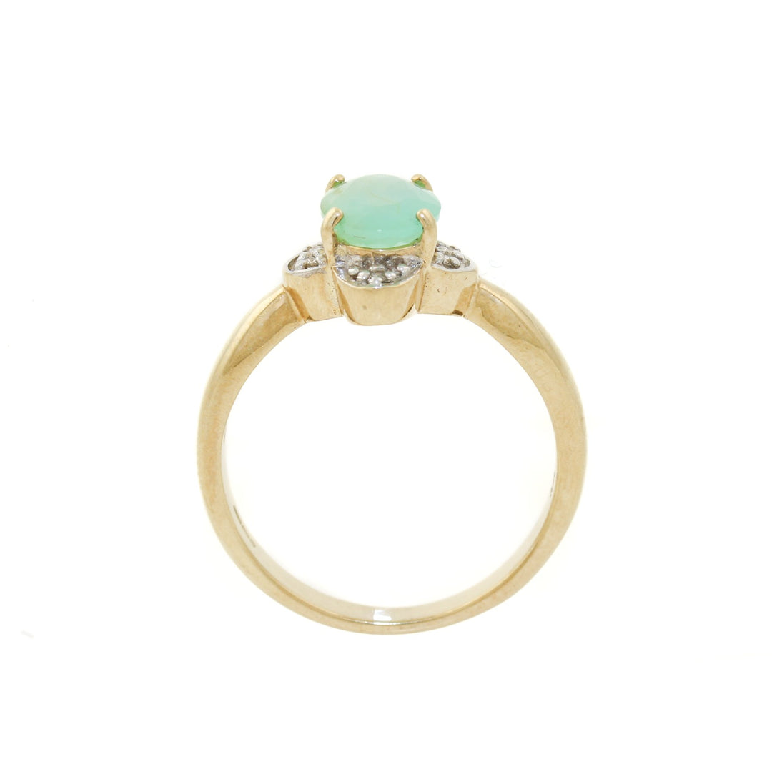 Two - Tone 9k Gold x Aventurine & Diamond Ring - Kingdom Jewelry