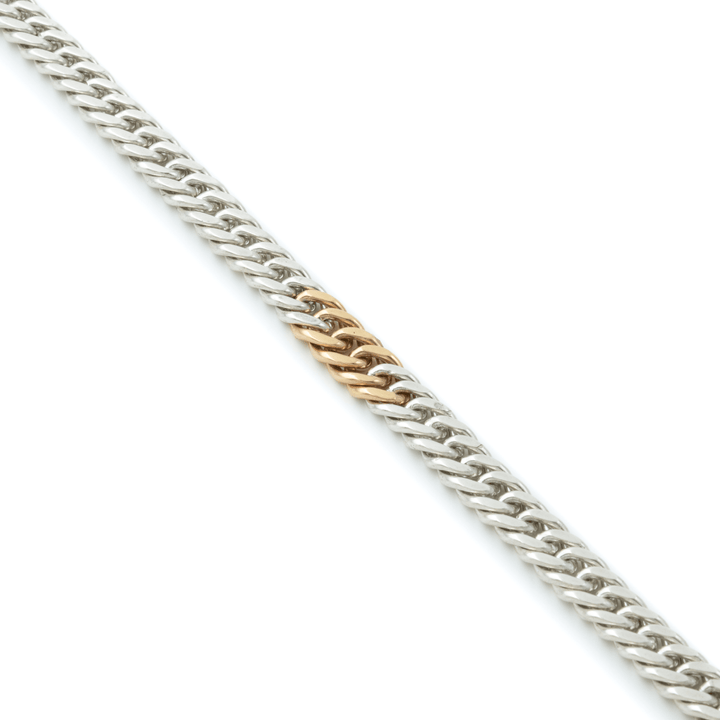 Two - Tone Silver & 14k Gold x 5mm Handmade Curb Bracelet - Kingdom Jewelry