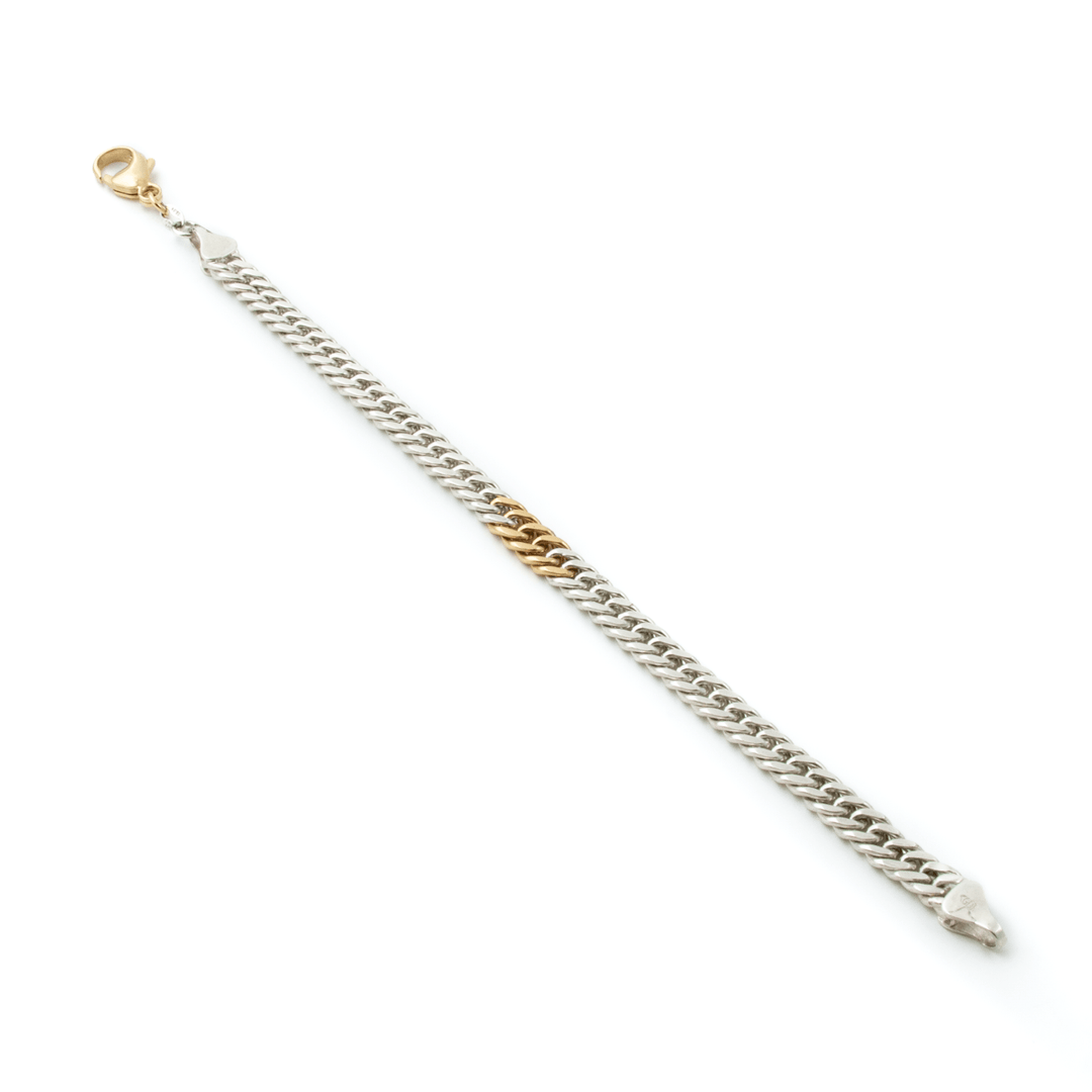 Two - Tone Silver & 14k Gold x 5mm Handmade Curb Bracelet - Kingdom Jewelry