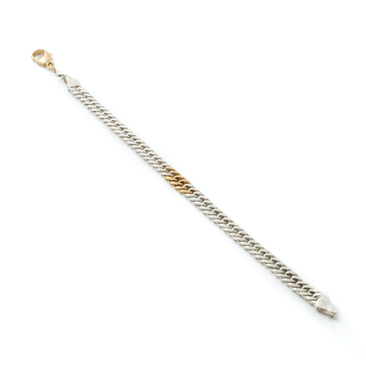 Two - Tone Silver & 14k Gold x 5mm Handmade Curb Bracelet - Kingdom Jewelry