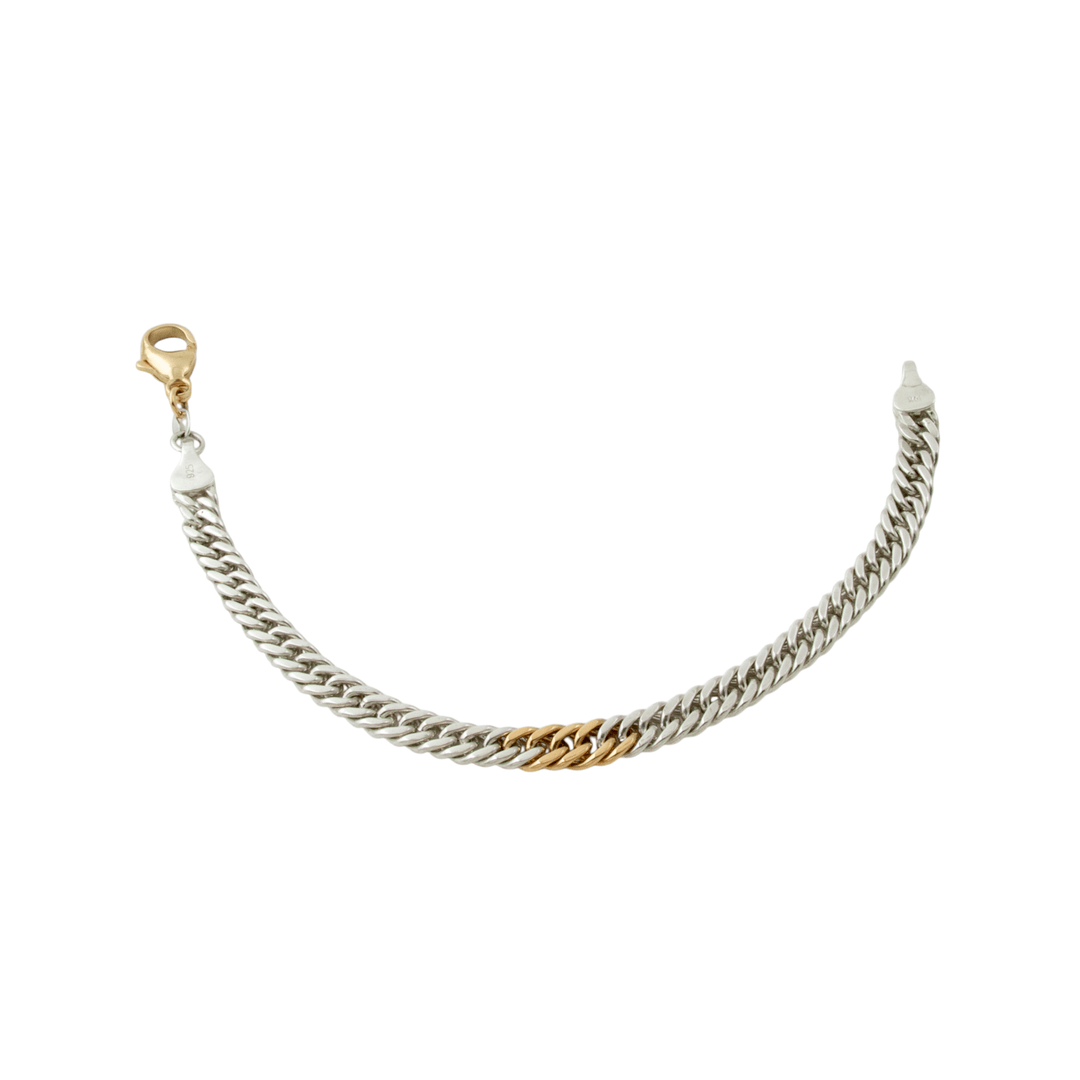 Two - Tone Silver & 14k Gold x 5mm Handmade Curb Bracelet - Kingdom Jewelry