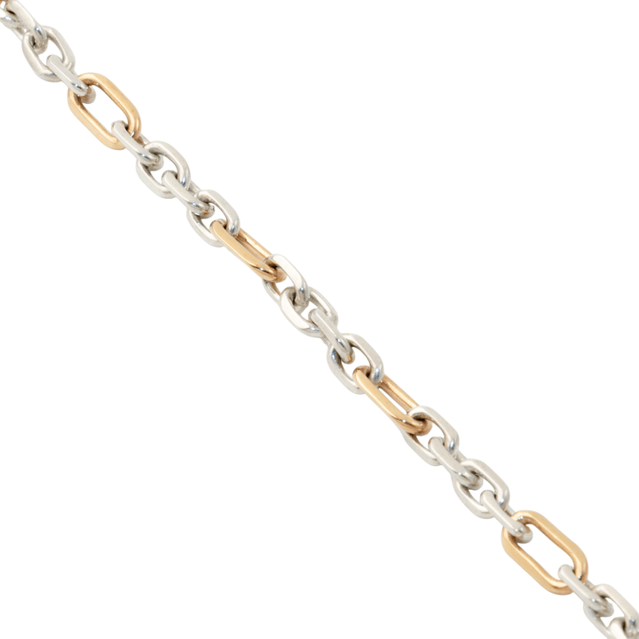 Two - Tone Silver & 14k Gold x Handmade 6mm Cable Link Chain Bracelet - Kingdom Jewelry