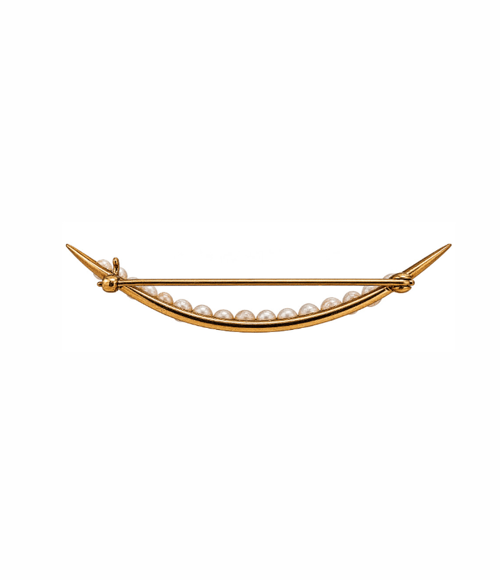 Victorian 14k Yellow Gold Antique Seed Pearl Pin - Kingdom Jewelry