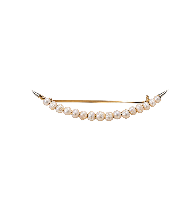 Victorian 14k Yellow Gold Antique Seed Pearl Pin - Kingdom Jewelry