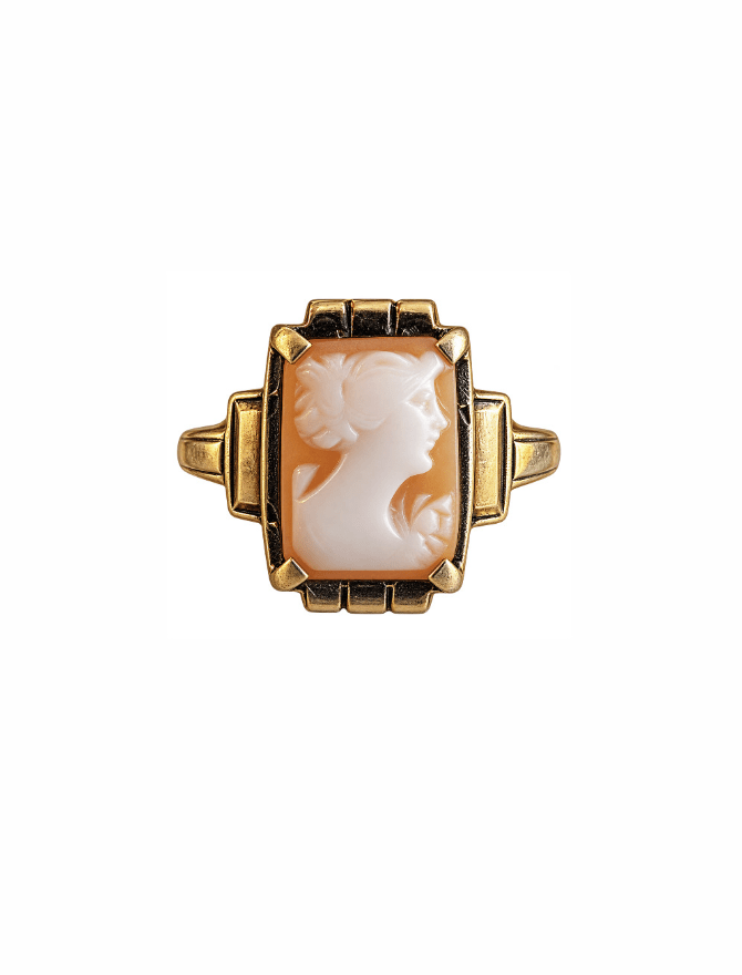 Vintage 10K Yellow Gold Cameo Ring - Kingdom Jewelry