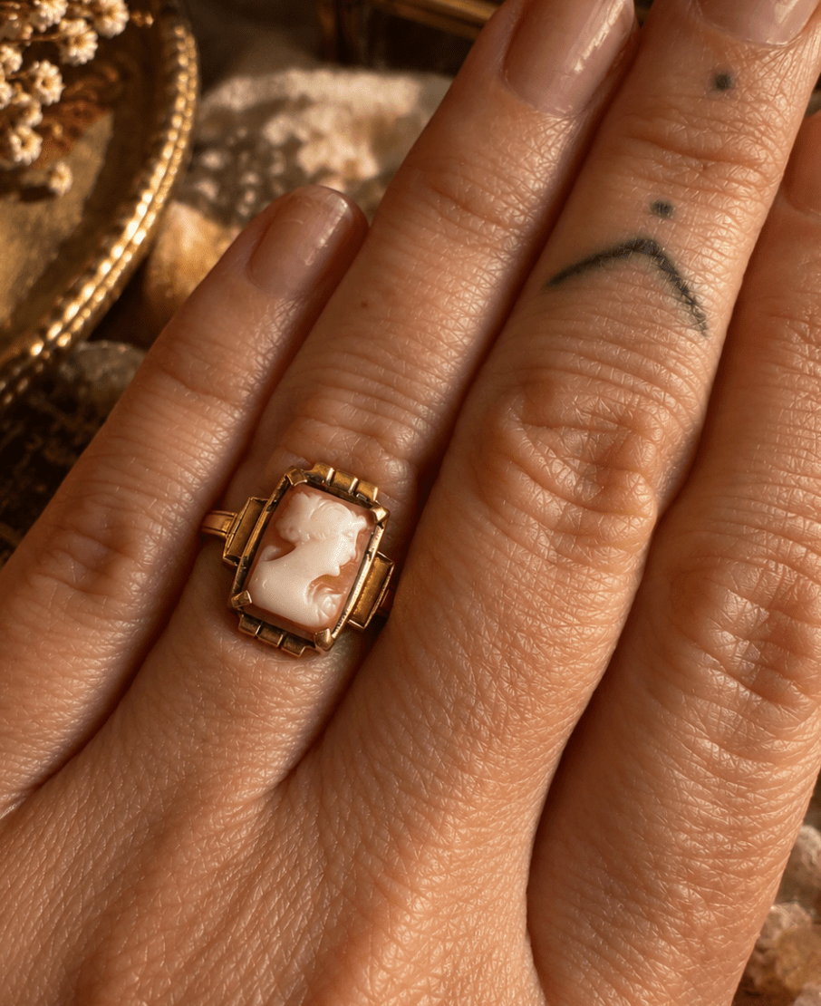 Vintage 10K Yellow Gold Cameo Ring - Kingdom Jewelry