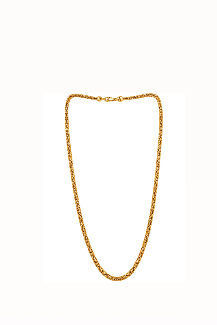 Vintage 14k Yellow Gold Byzantine Link Necklace - Kingdom Jewelry