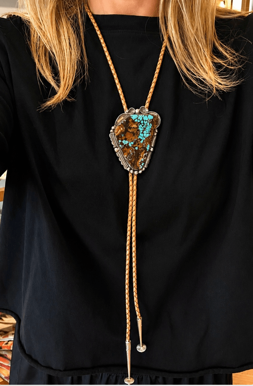 Vintage 1970's Bolo X Natural American Turquoise - Kingdom Jewelry
