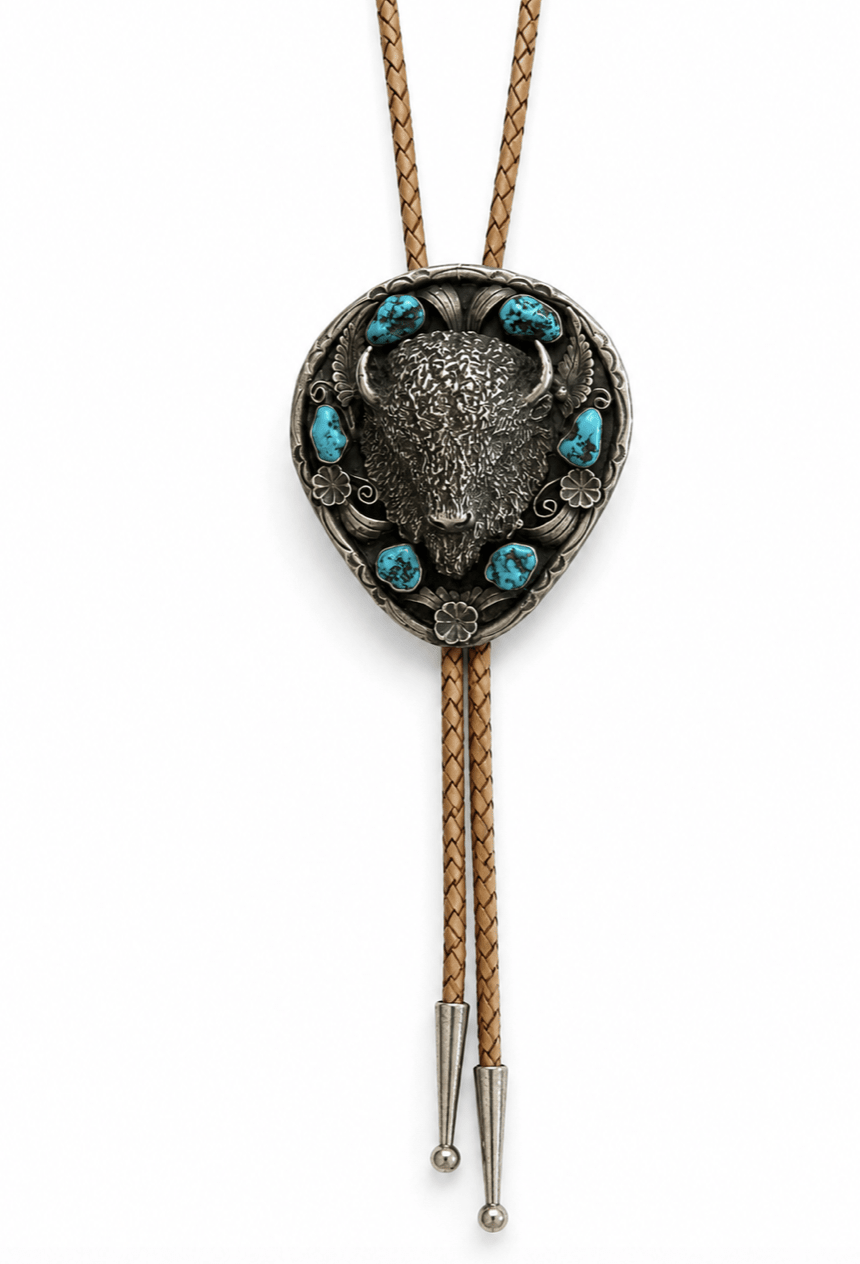 Vintage 1980s Silver Buffalo Bolo Tie - Kingdom Jewelry