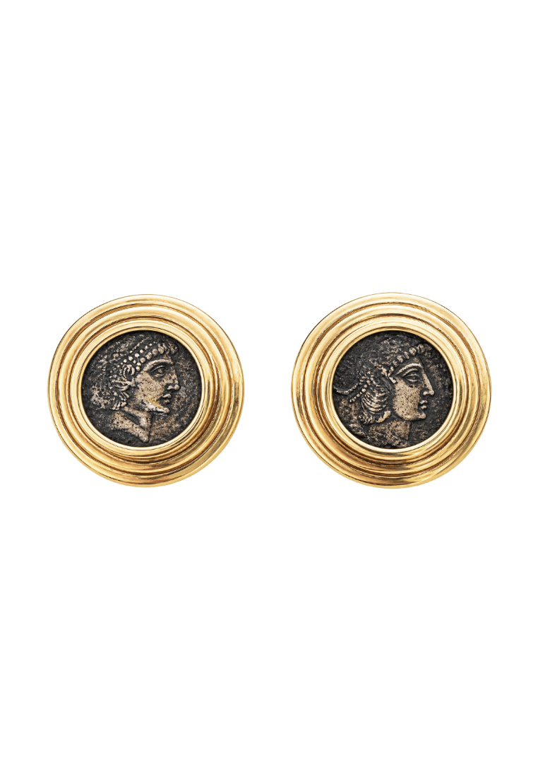 Vintage Roman Coin 14k Yellow Gold Earrings - Kingdom Jewelry