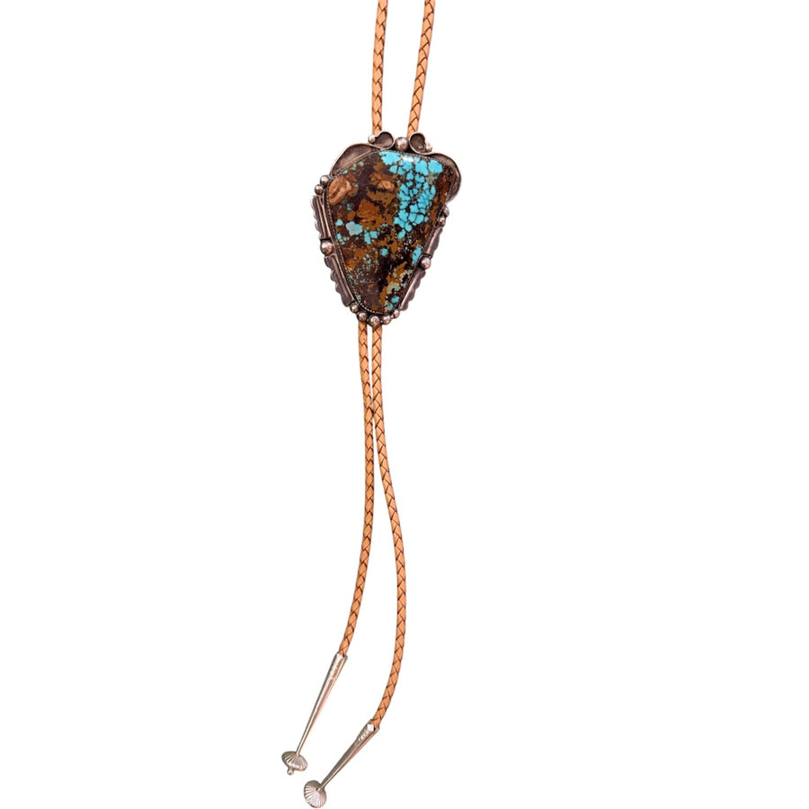 Vintage Silver 1970's American Turquoise Bolo Tie - Kingdom Jewelry