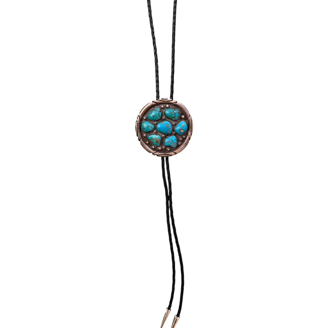 Vintage Silver American Turquoise Bolo Tie - Kingdom Jewelry