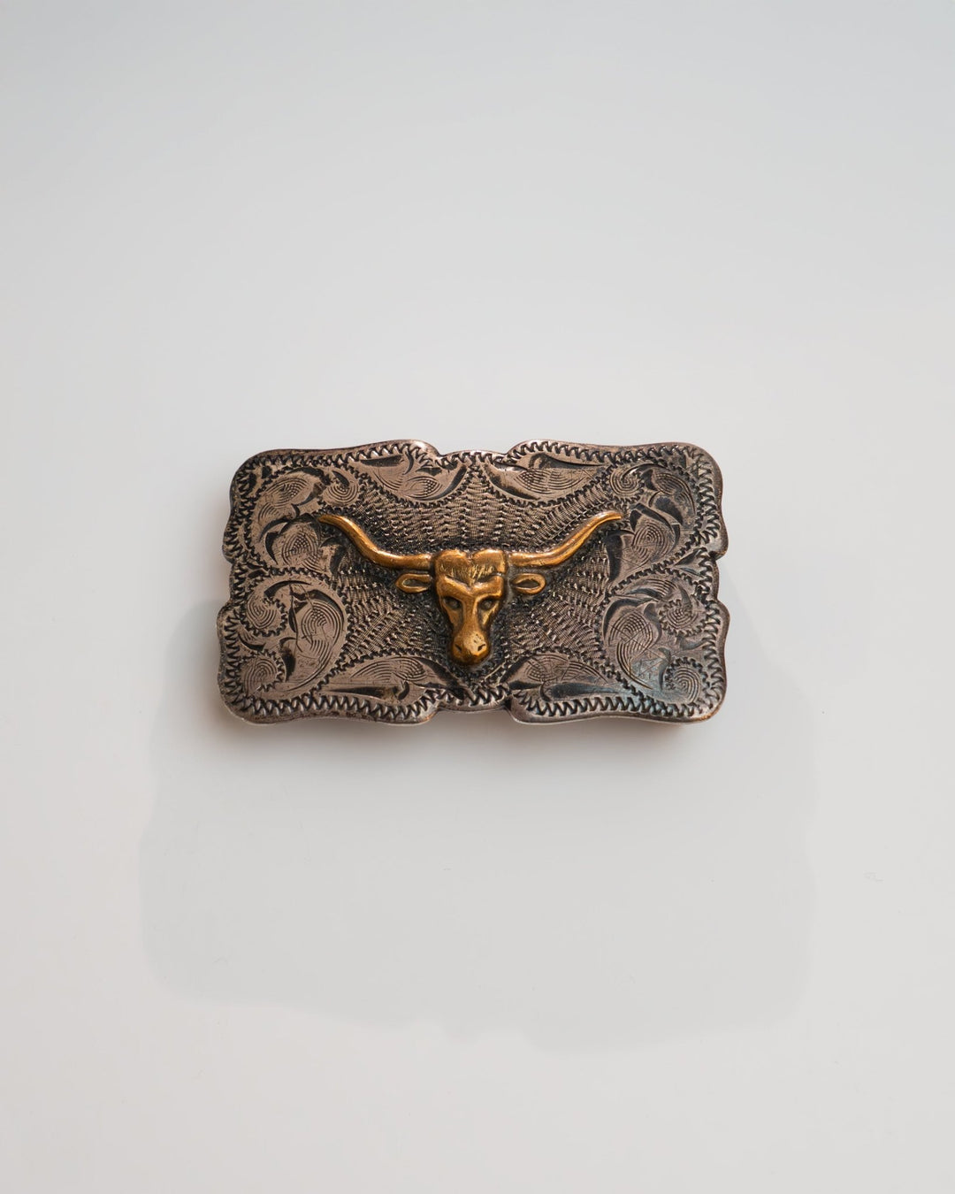 Vintage Silver + Bronze Steer Belt Buckle - Kingdom Jewelry