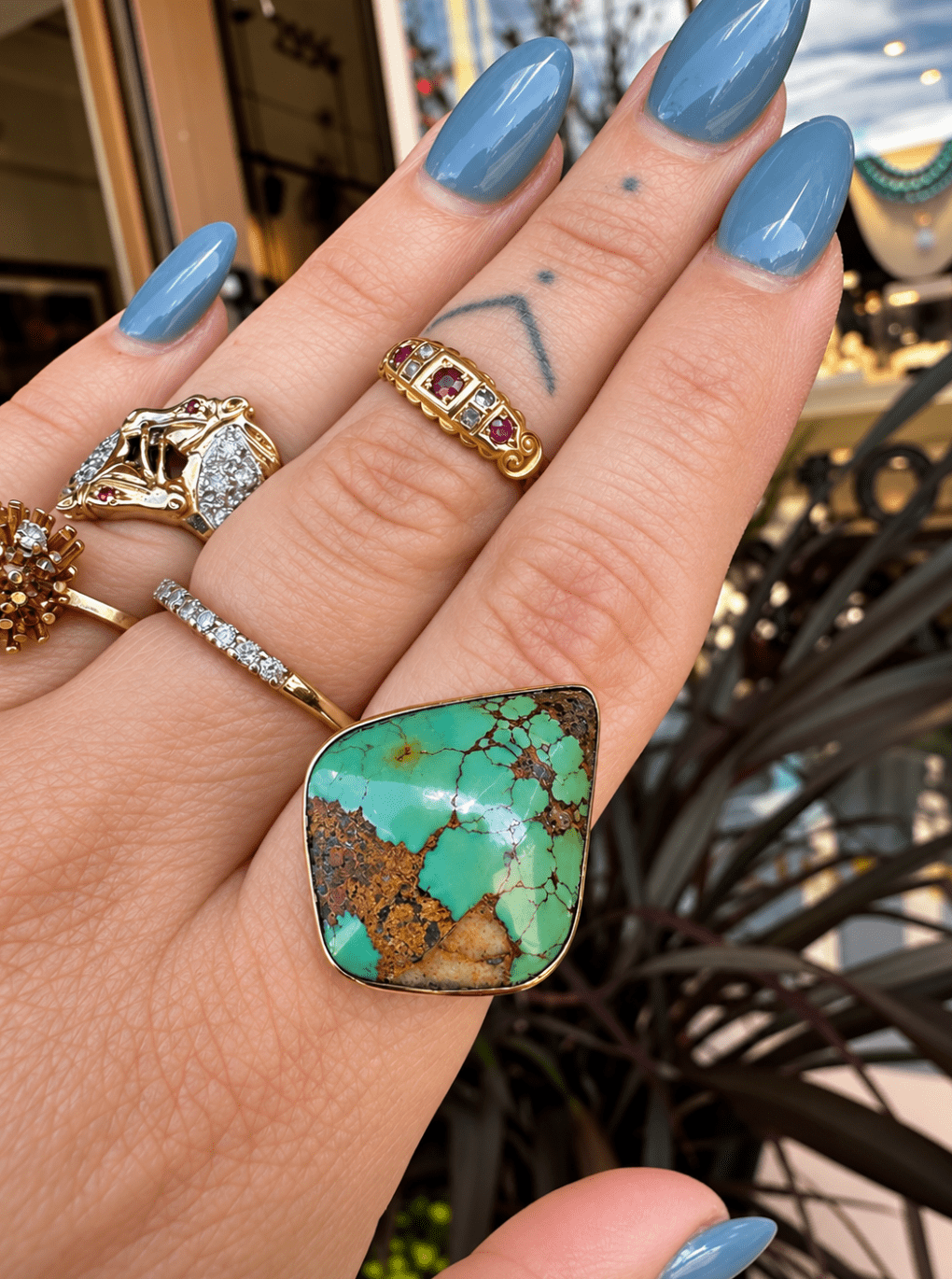 Vintage Turquoise Turquoise Statement Ring - Kingdom Jewelry
