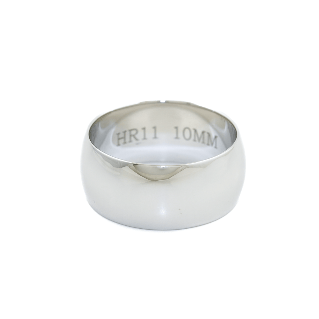 White Gold x 10mm Half - Round Cigar Band - Kingdom Jewelry