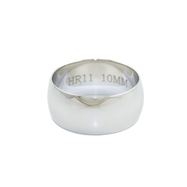 White Gold x 10mm Half - Round Cigar Band - Kingdom Jewelry