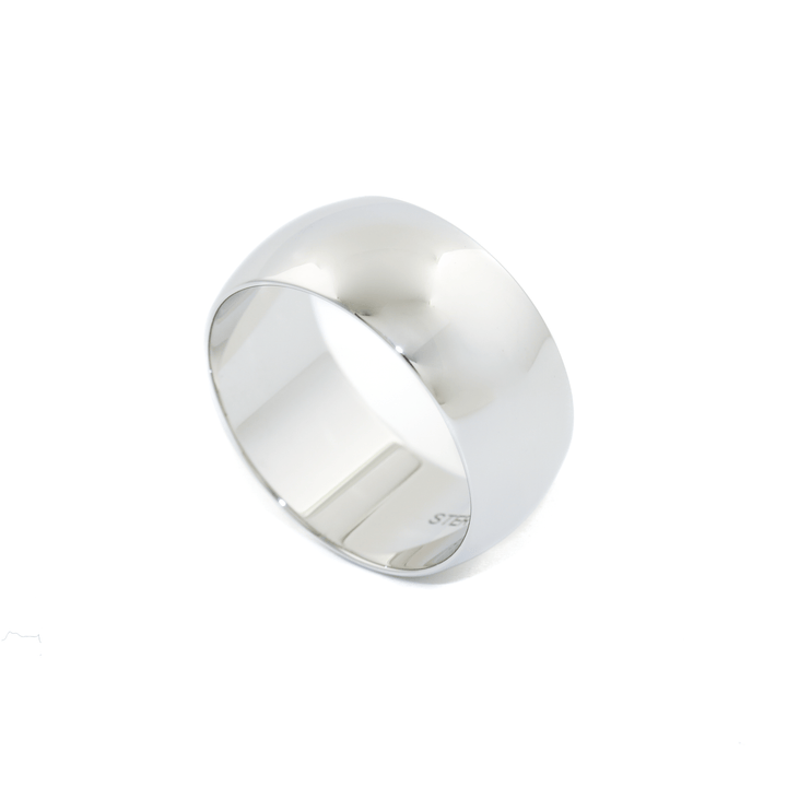 White Gold x 10mm Half - Round Cigar Band - Kingdom Jewelry