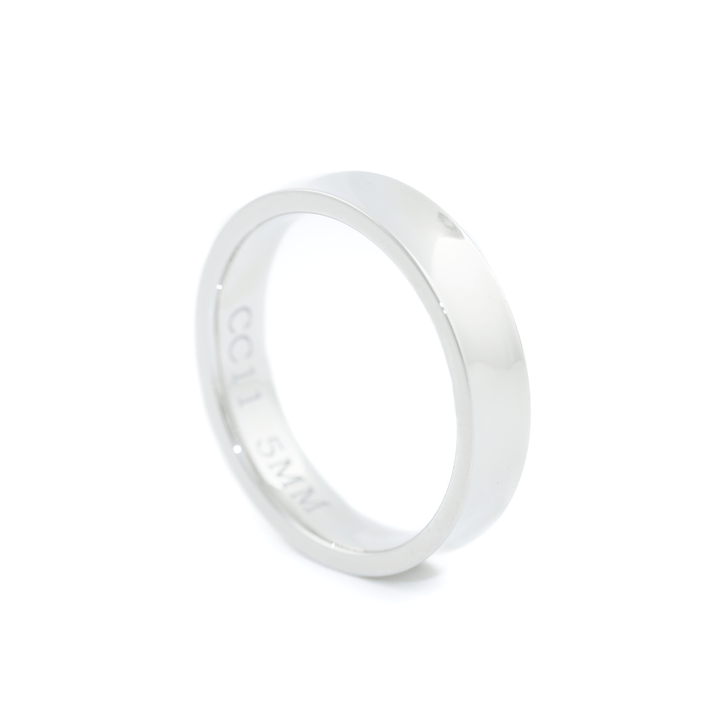 White Gold x 5mm Concave Cigar Band - Kingdom Jewelry