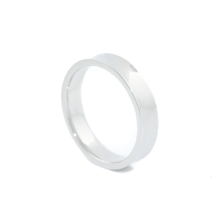 White Gold x 5mm Concave Cigar Band - Kingdom Jewelry
