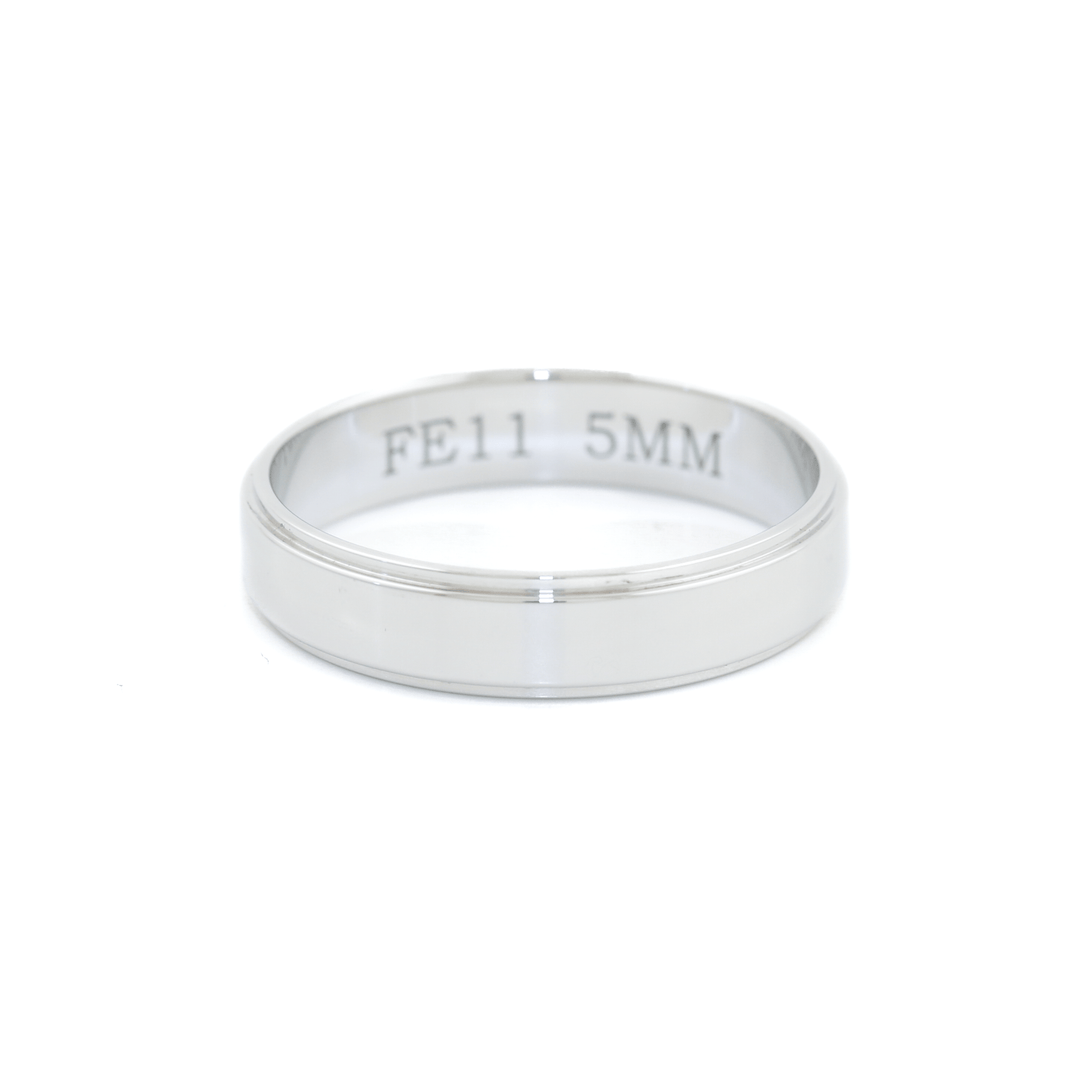 White Gold x 5mm Flat - Edge Pipe Band - Kingdom Jewelry