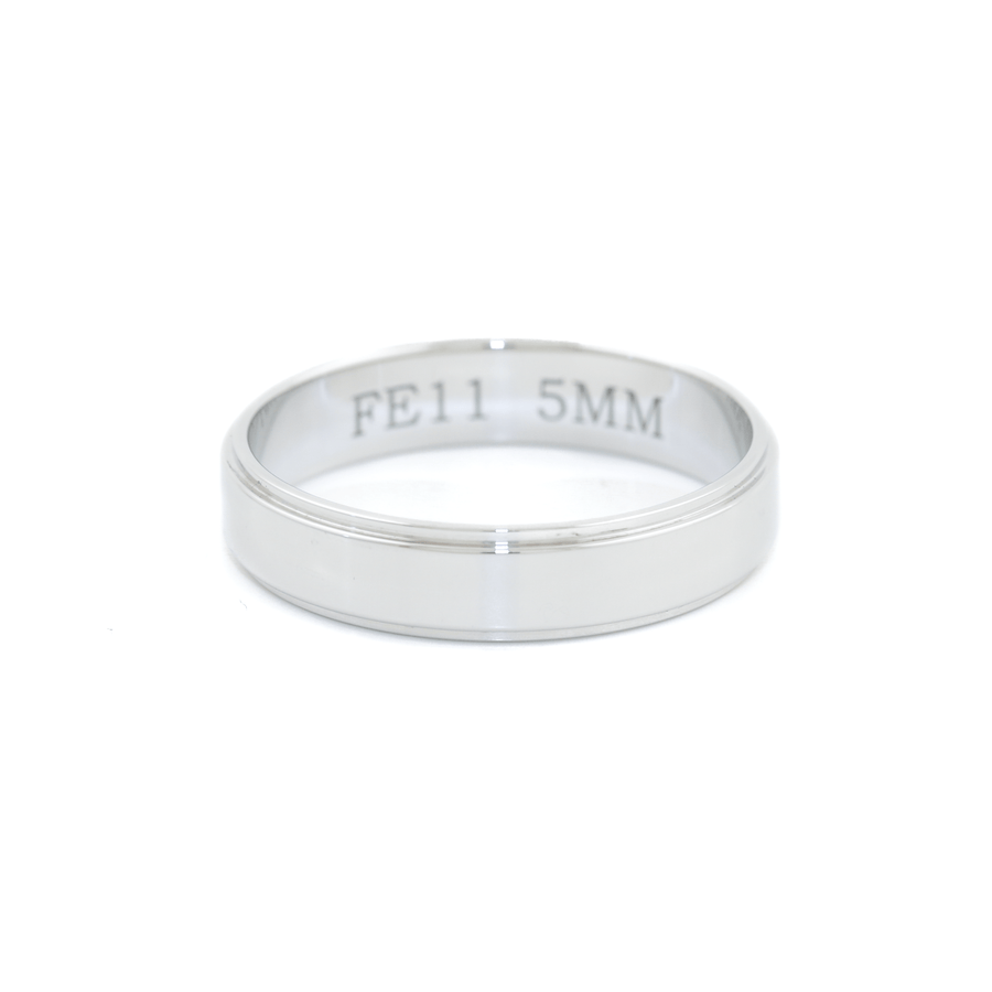 White Gold x 5mm Flat - Edge Pipe Band - Kingdom Jewelry