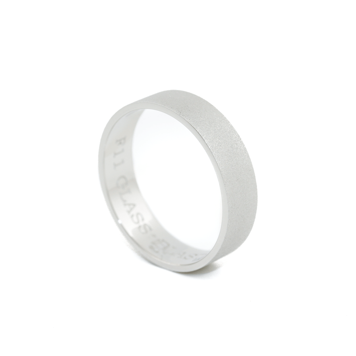 White Gold x 5mm Glass - Blast Flat Pipe Band - Kingdom Jewelry