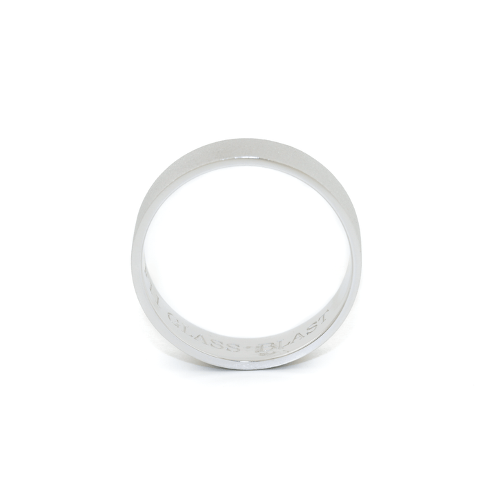White Gold x 5mm Glass - Blast Flat Pipe Band - Kingdom Jewelry