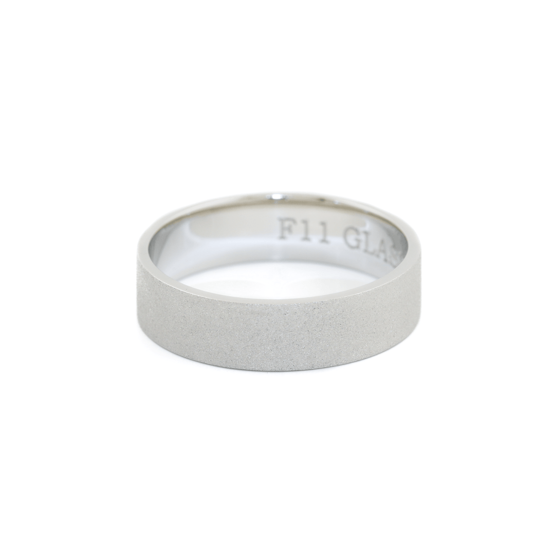 White Gold x 5mm Glass - Blast Flat Pipe Band - Kingdom Jewelry