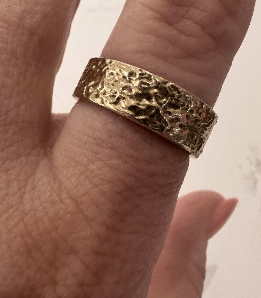 Yellow Gold x 7mm Rose - Textured Men's Cigar Band - Kingdom Jewelry