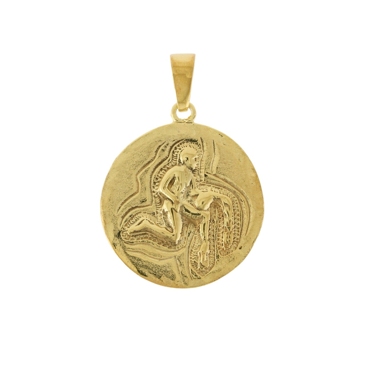 Yellow Gold x "Aquarius" 22mm Zodiac Pendant - Kingdom Jewelry