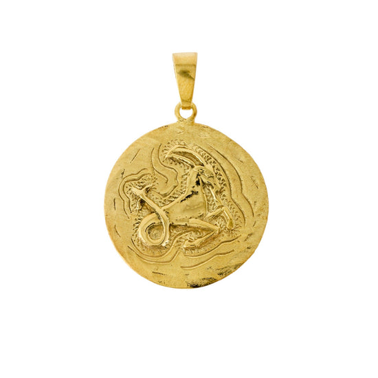 Yellow Gold x "Capricorn" 22mm Zodiac Pendant - Kingdom Jewelry