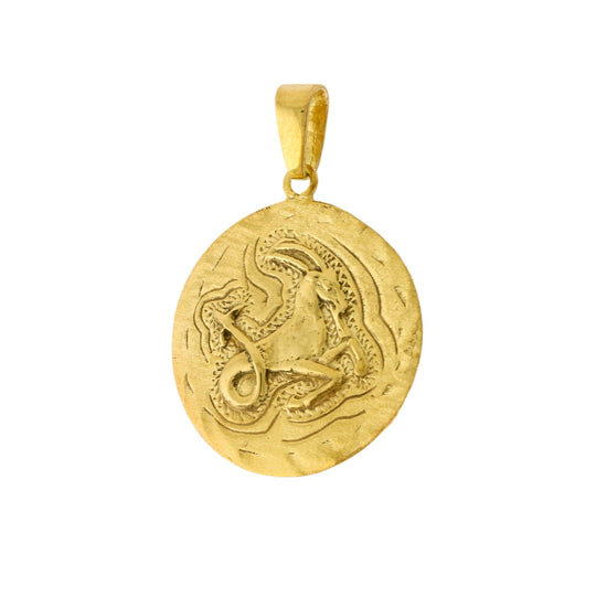 Yellow Gold x "Capricorn" 22mm Zodiac Pendant - Kingdom Jewelry