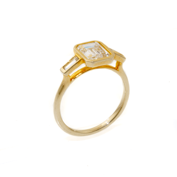 Yellow Gold x Emerald Cut & Side Baguette Diamond Bespoke Set - Kingdom Jewelry